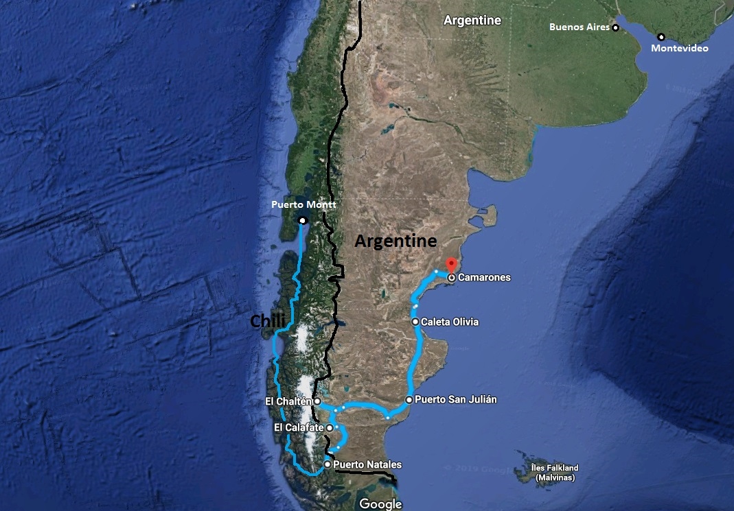 carte satelite patagonie